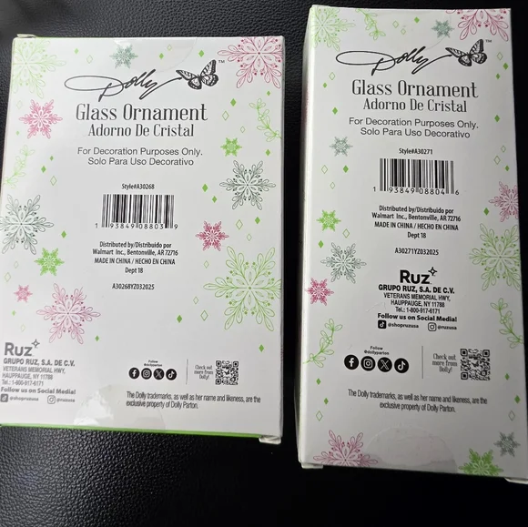 New Dolly Parton Christmas Ornament Bundle coat of many colors and pink guitar - Picture 2 of 6